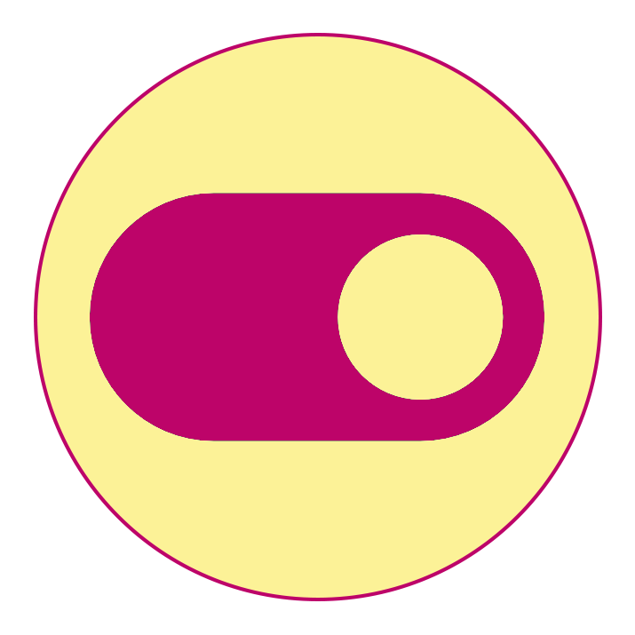 Pink toggle switch on a yellow circle